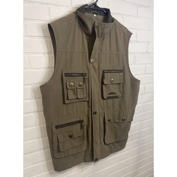 Mian Men’s Large Fishing Vest Beige, Fishing, Hiking, Safari. Zip&Snap Closure - Picture 2 of 9